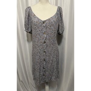 Wallflower Dress Juniors Size 1x Floral Pullover Faux Buttons Rayon